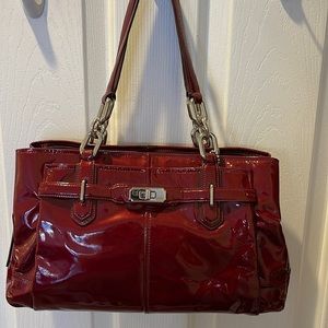 Coach burgundy, patent leather Satchel